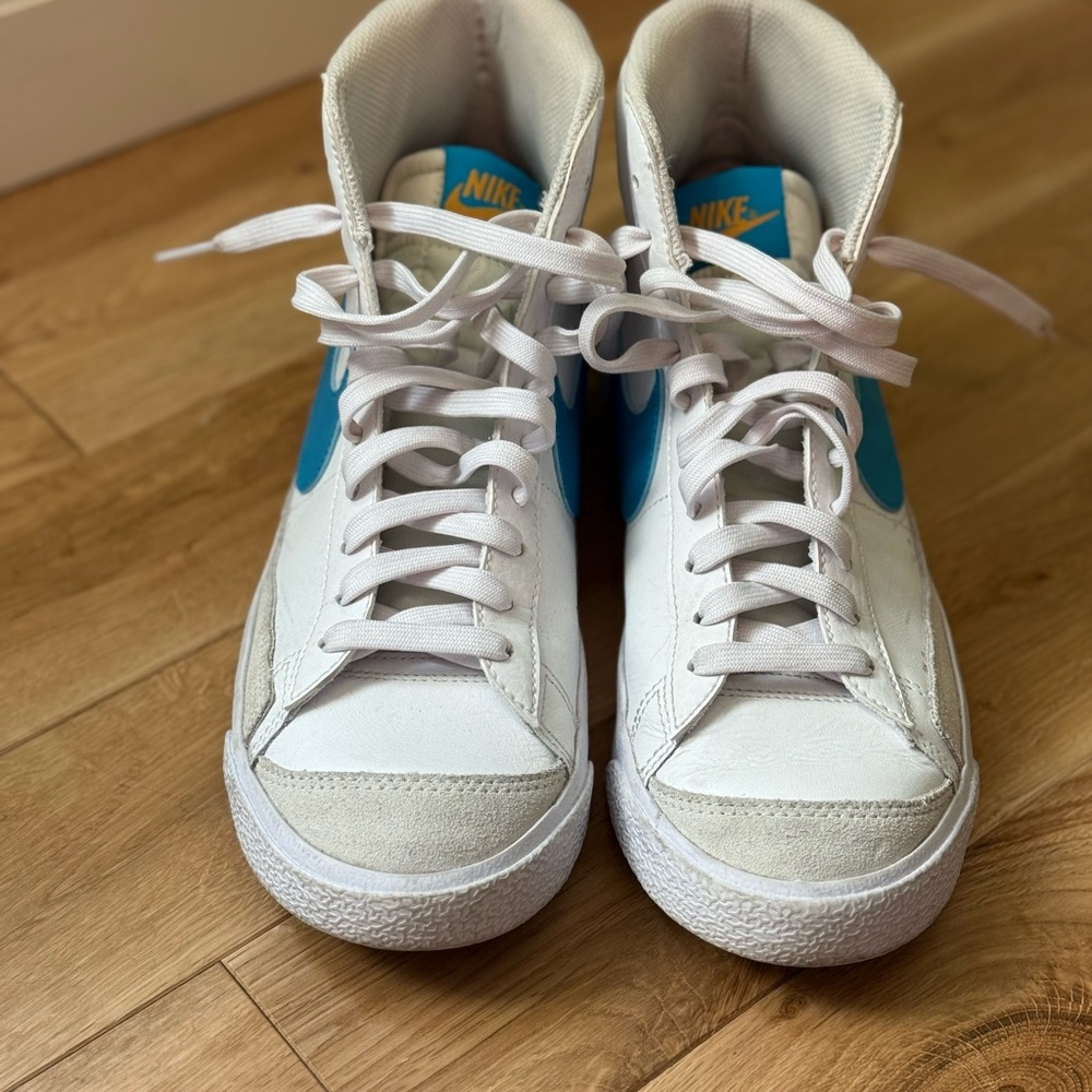 Nike Blazer High-Top Sneakers - White and Blue Accents